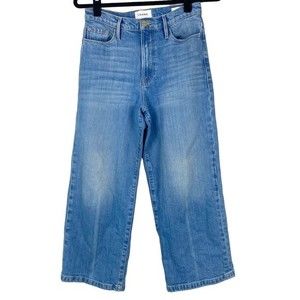 Frame Womens Ali High Waist Wide Leg Crop Jeans 28 Medium Wash Blue